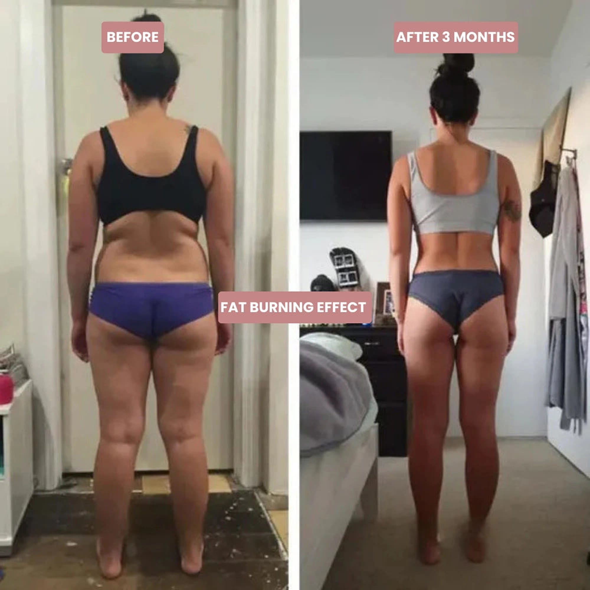 Before and after 3 months, fat burning effect